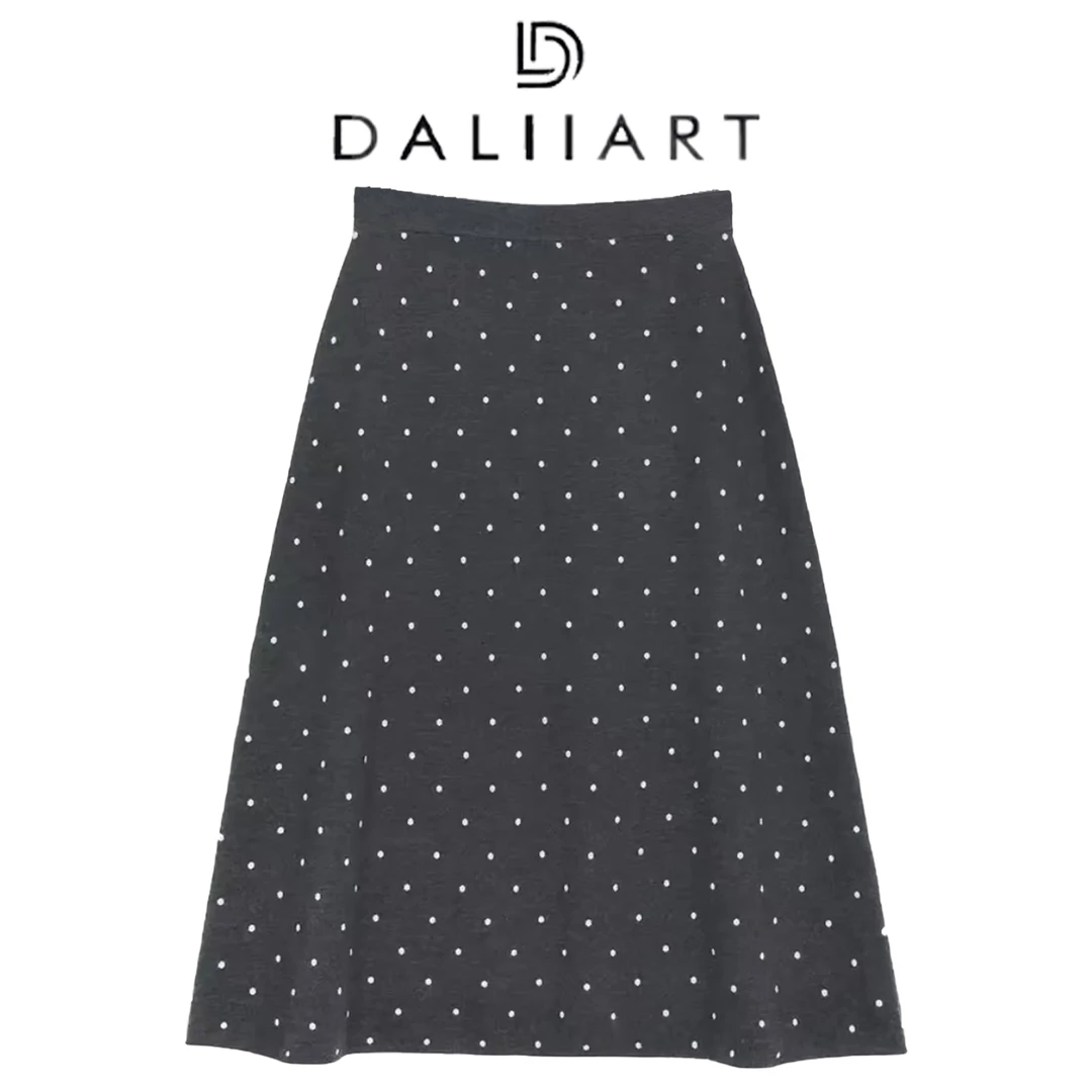 DALIART 波点日记半裙 60支美丽诺羊毛扬子纱16G秋裙子DLQZ0516