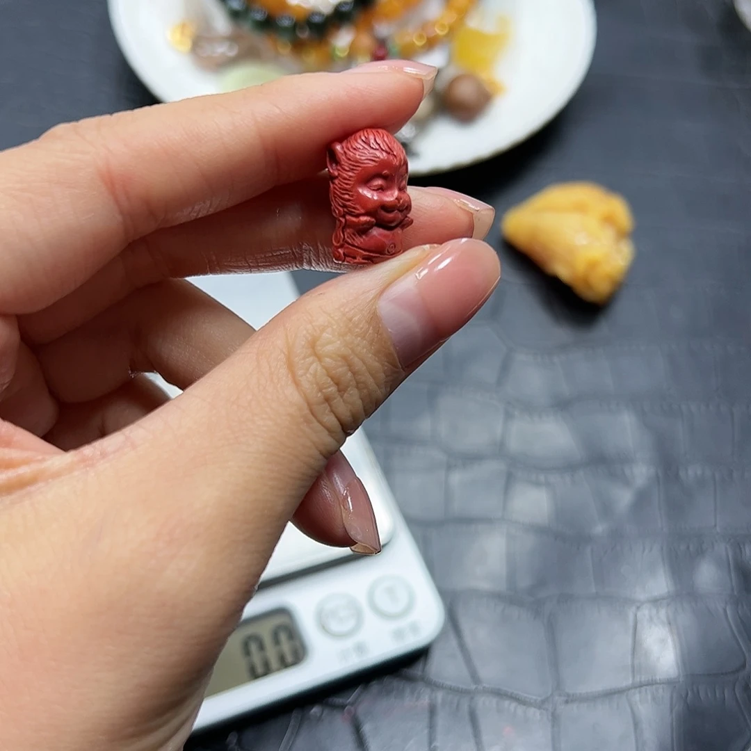 银S925镶嵌手链烟晶朱砂猴子