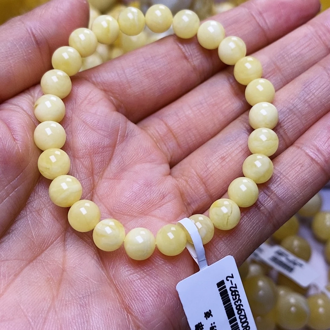 蜜蜡未镶嵌手串7圆珠手串