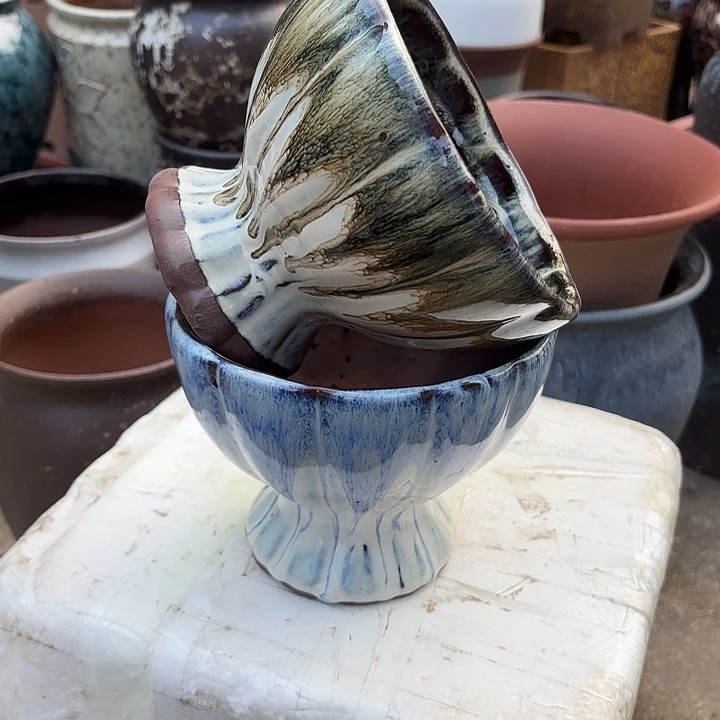 红陶莲花两个口径16*12