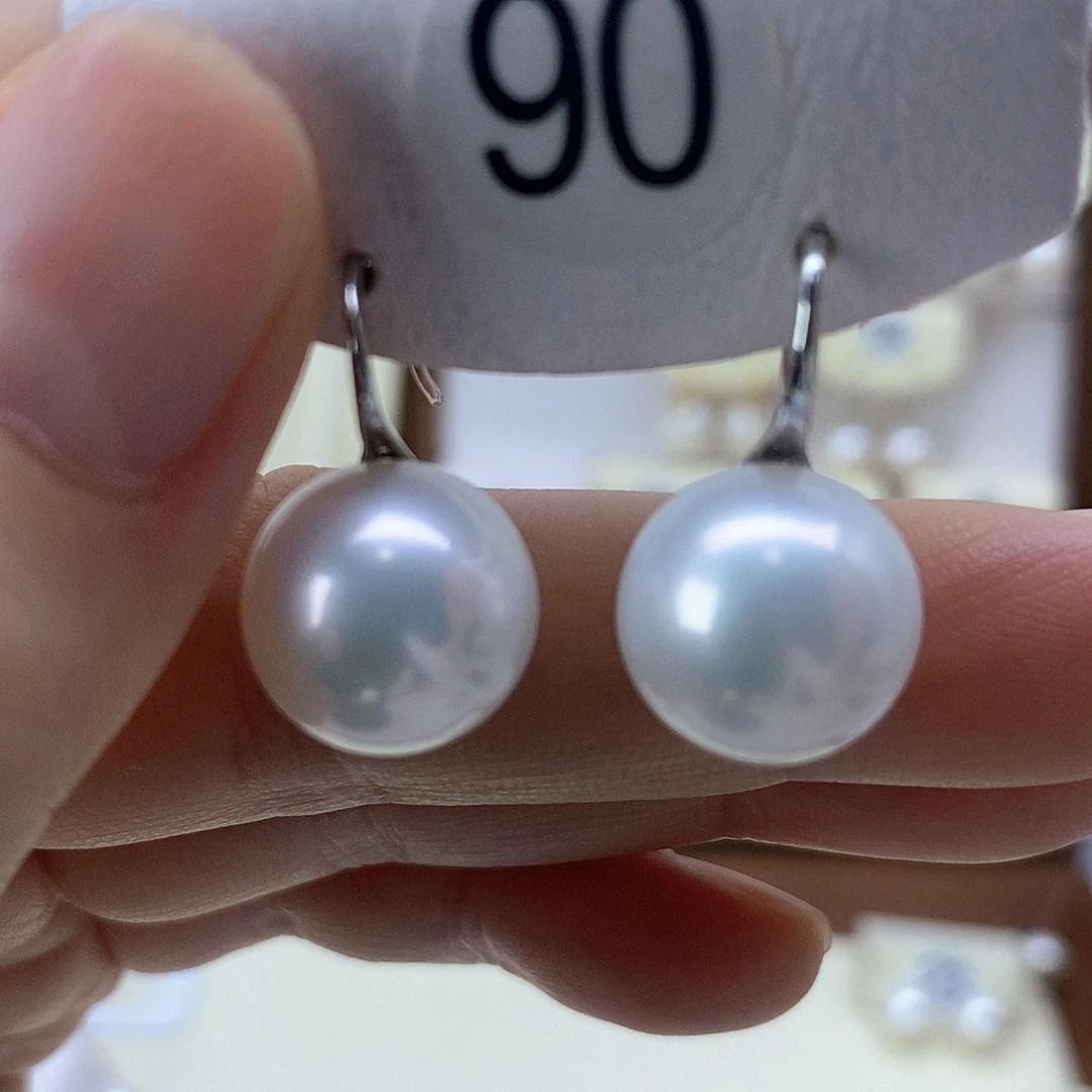 耳饰银S925镶嵌淡水珍珠