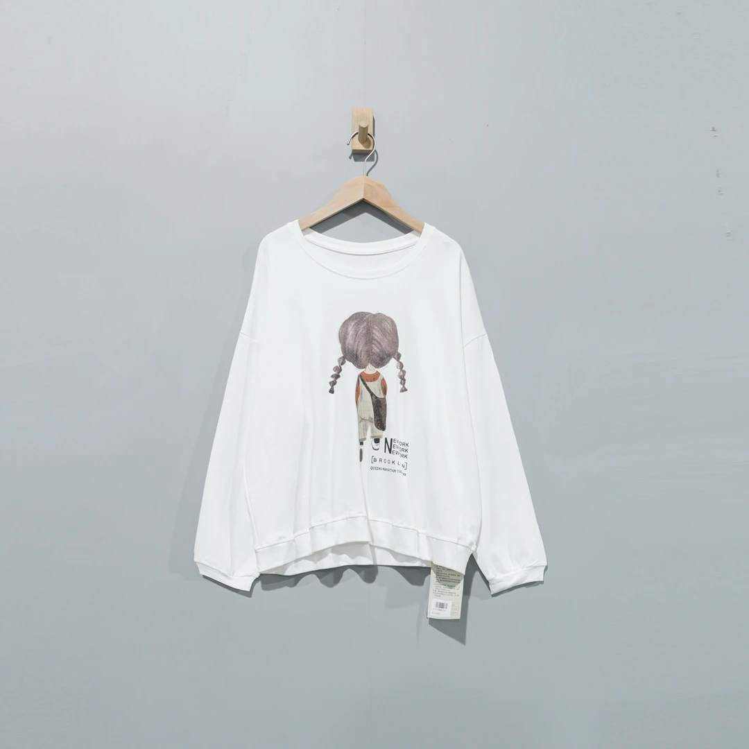 【且听风吟】0113487文艺棉复古印花圆领百搭卫衣 衣长62 胸围132