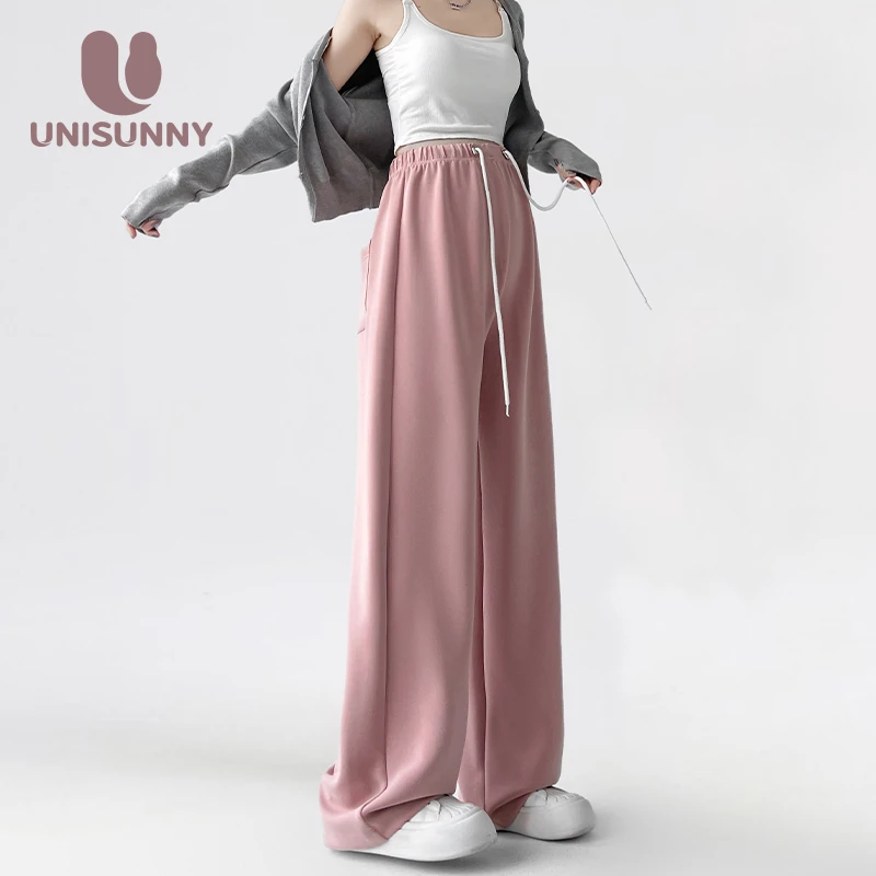 unisunny孕妇裤春季2025新款外穿打底裤抽绳托腹裤直筒休闲阔腿裤