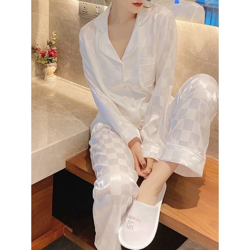 LOVELVLV冰丝睡衣女春夏秋性感长袖长裤两件套网红2025爆款气质简