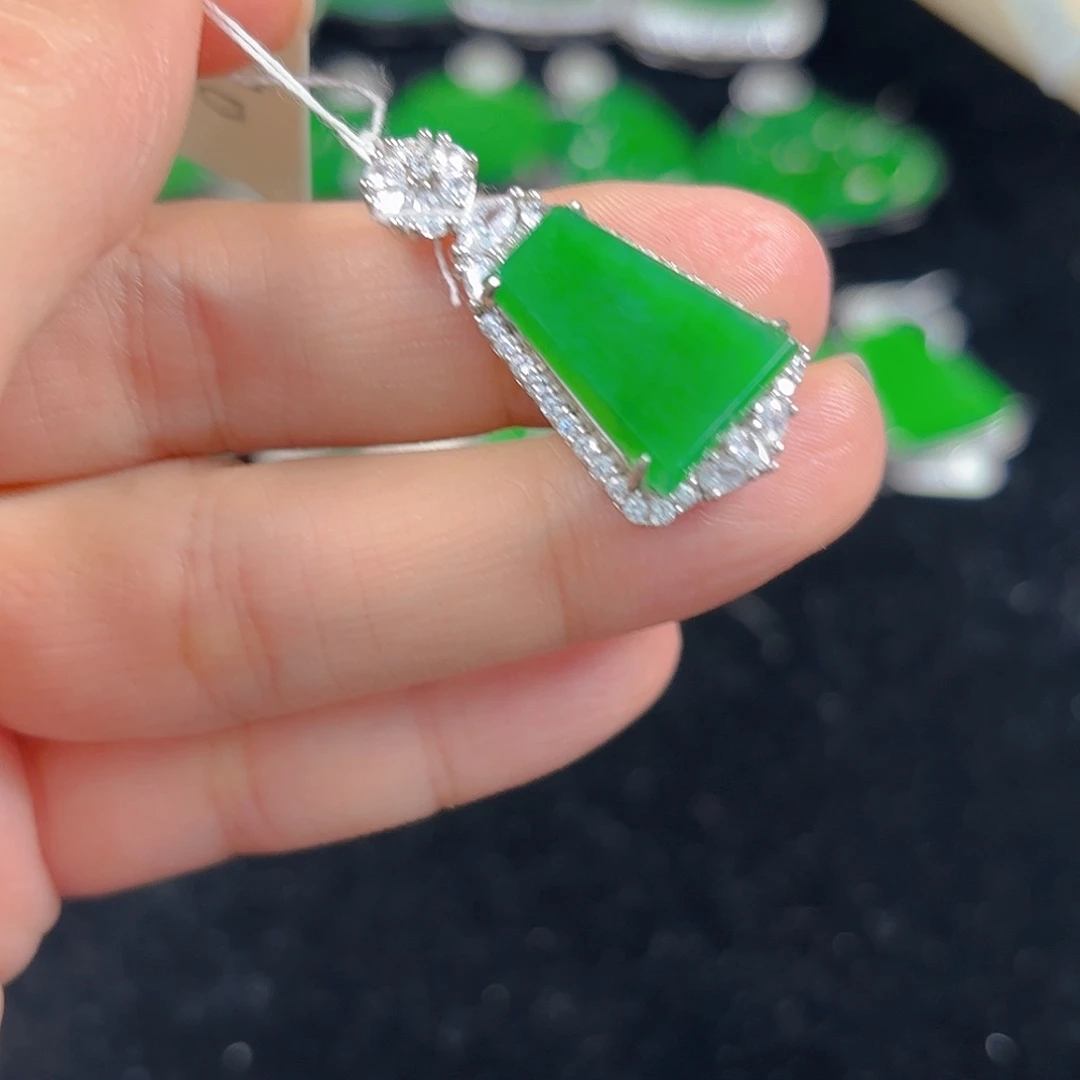 翡翠银S925镶嵌吊坠(不含链)