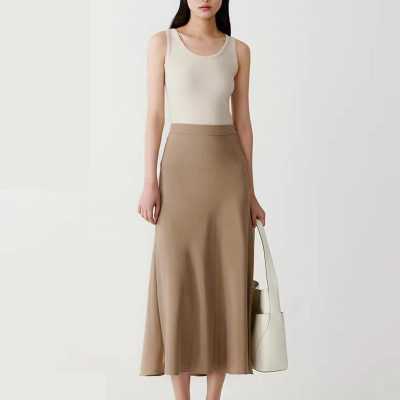 （垂感鱼尾半身裙）DP776春夏新款简约百搭通勤高腰显瘦半裙D