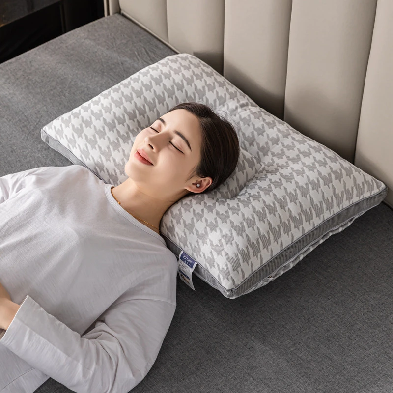 厂家直销枕芯一对护颈椎助睡眠家用枕头格子可水洗机洗不塌陷耐用