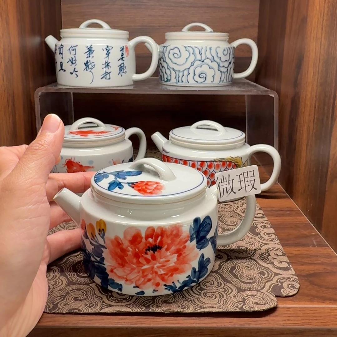 釉下手绘茶具微瑕