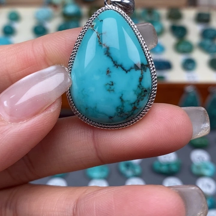 绿松石银S925镶嵌挂件