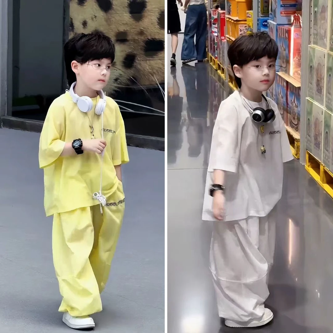 儿童装男童夏装套装2025新款帅气男孩休闲宝宝痞帅时髦懒人衣服潮