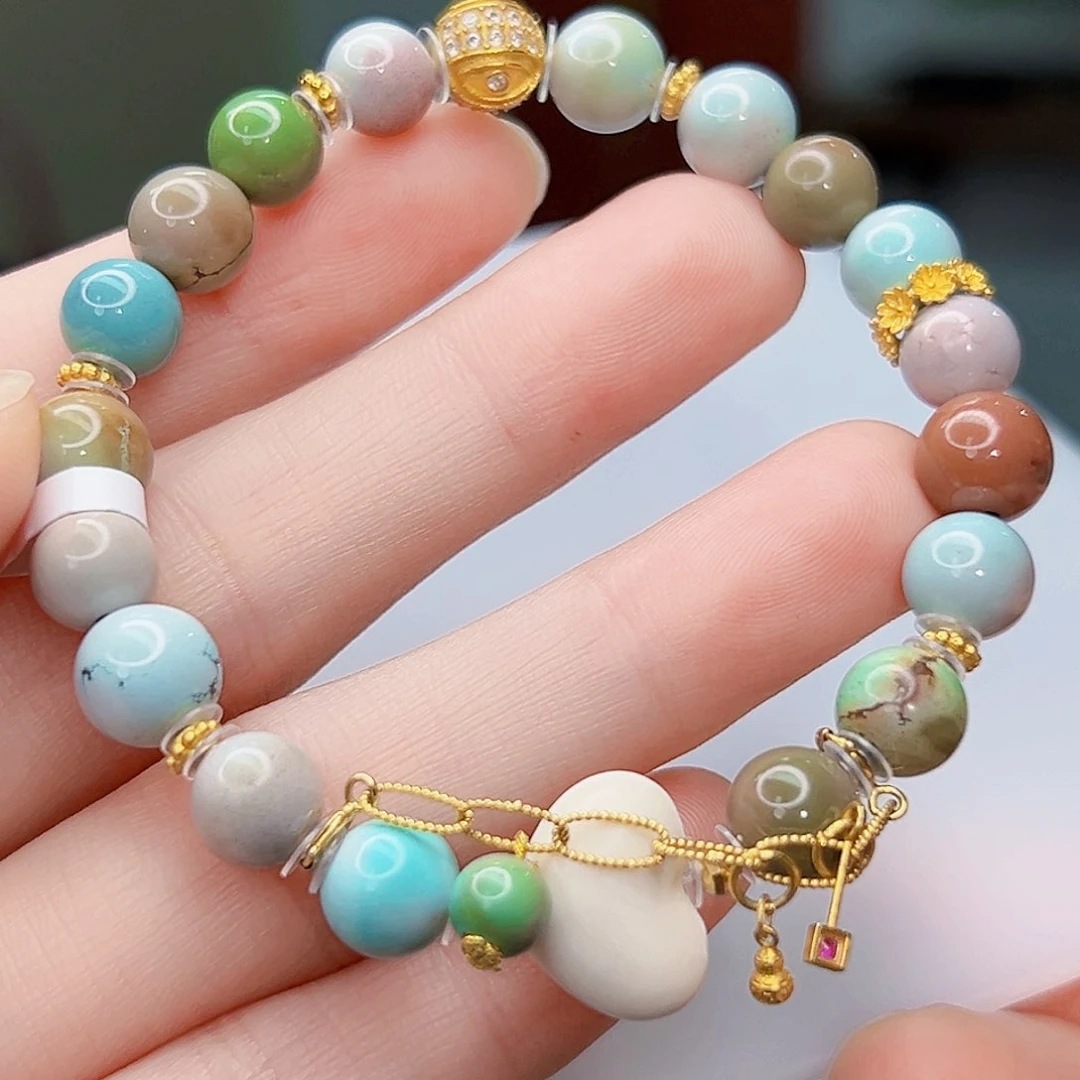 绿松石珠宝奇石18K金镶嵌