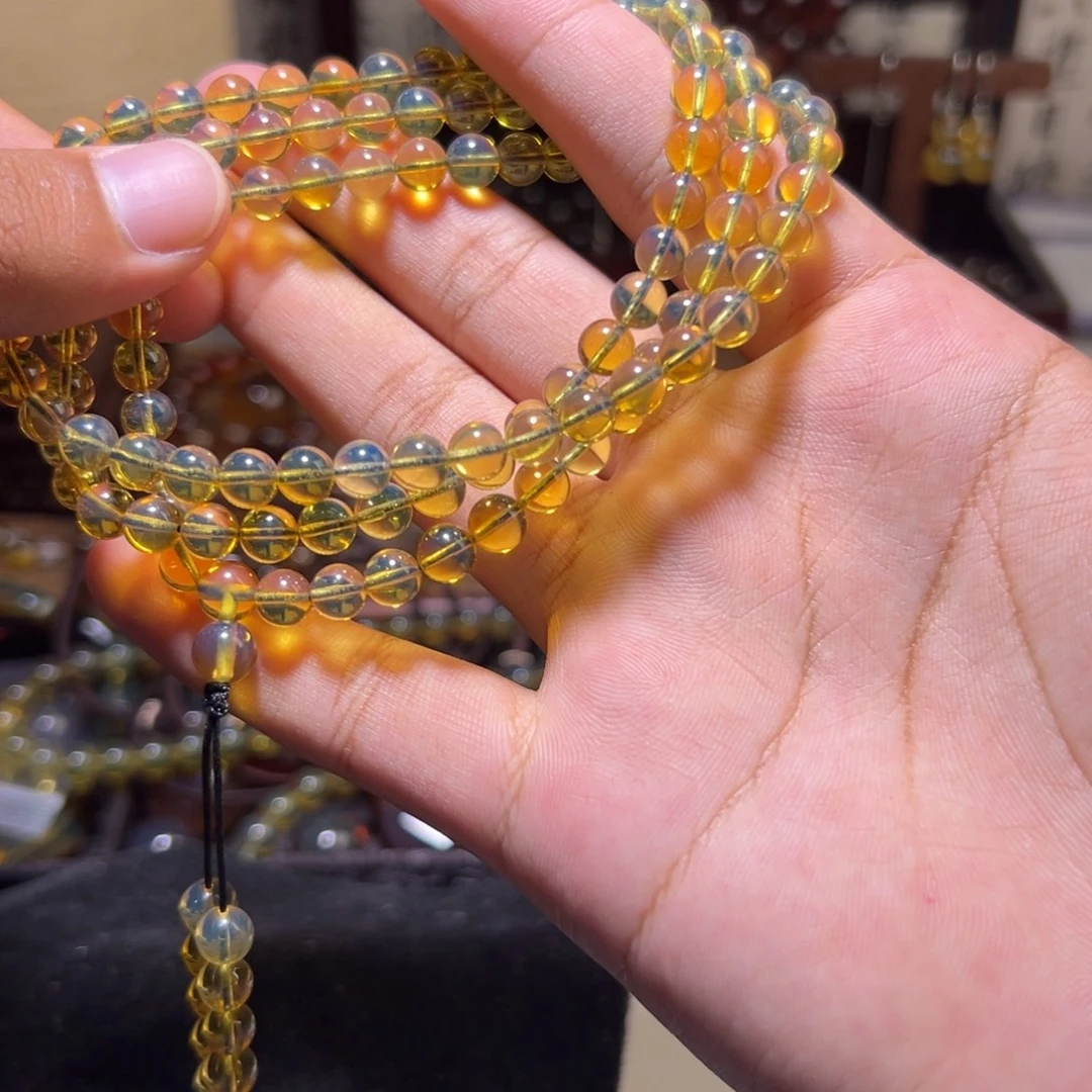 琥珀颈饰未镶嵌6mm蓝珀108