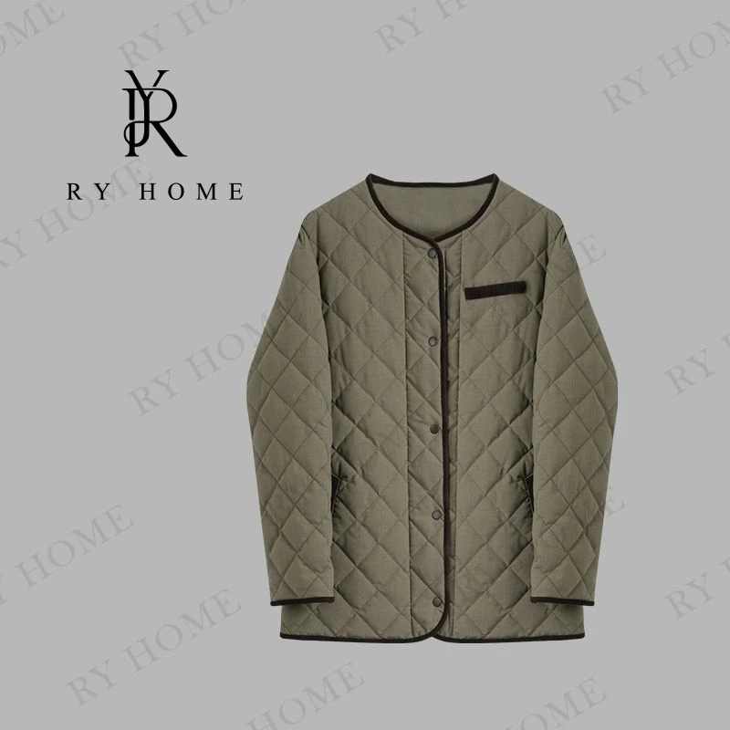 【容雨RYHOME】轻薄宽松圆领撞色边条90白鹅绒羽绒服253YF1380