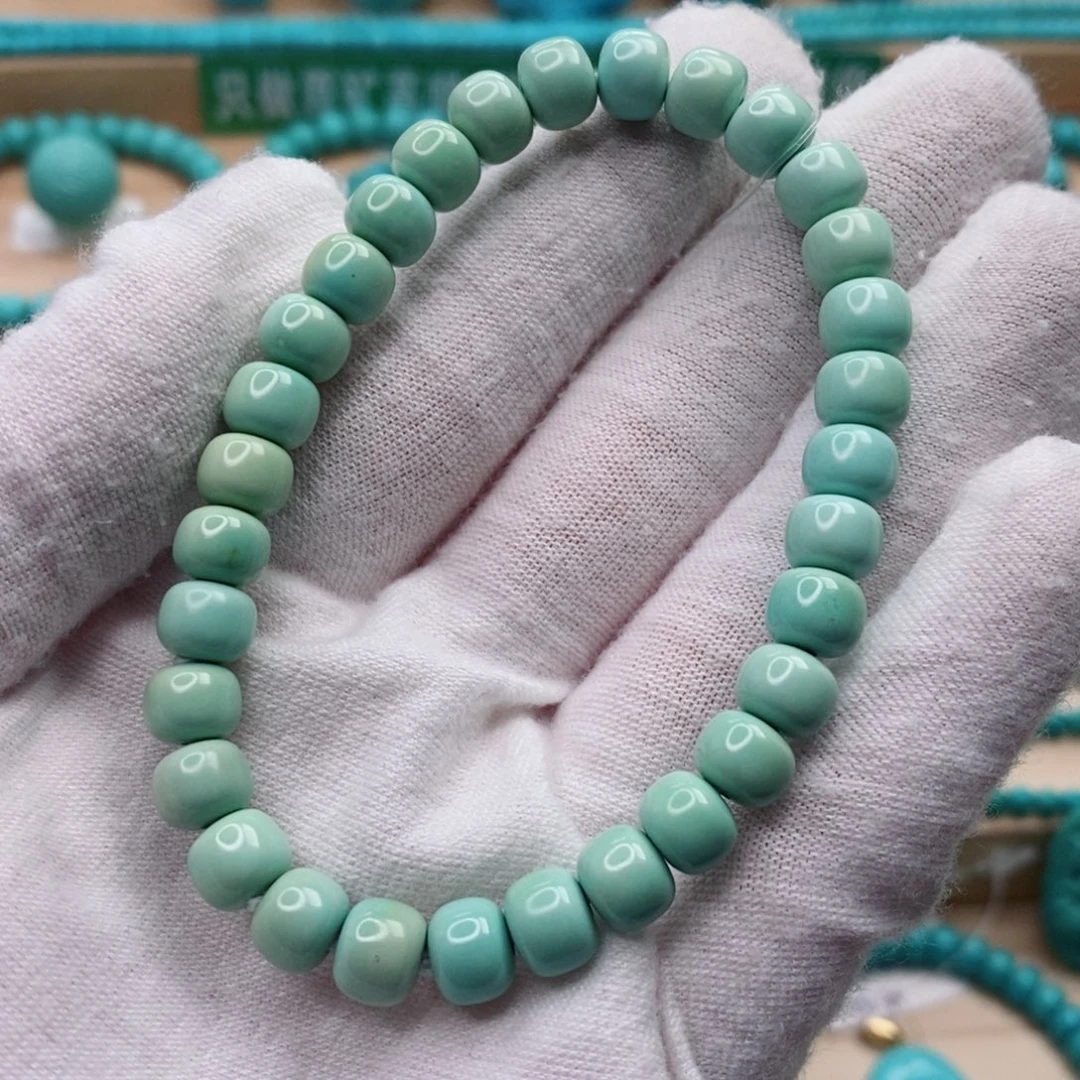 绿松石未镶嵌珠宝奇石薄荷奶绿7.3mm