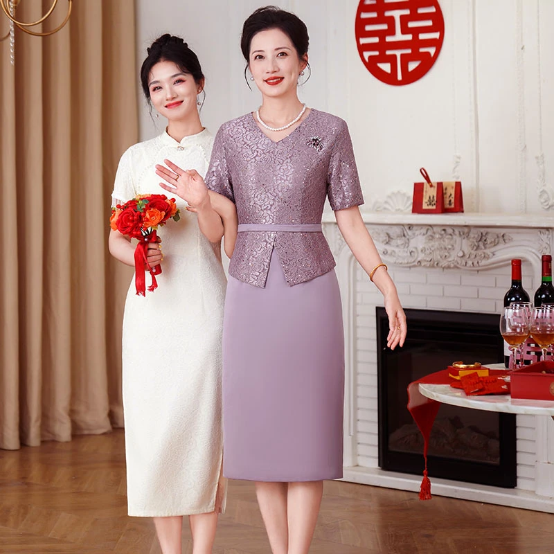 5945夏季2025新款中式改良旗袍参加婚礼妈妈婚宴礼服高贵年轻气质