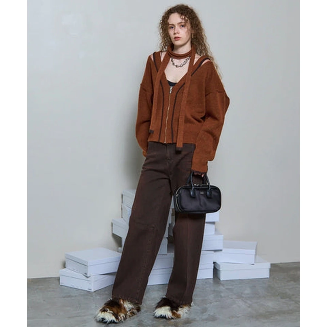 【MonTendre】 秋冬新款 M 时尚潮流设计感气质百搭显高直筒牛仔裤