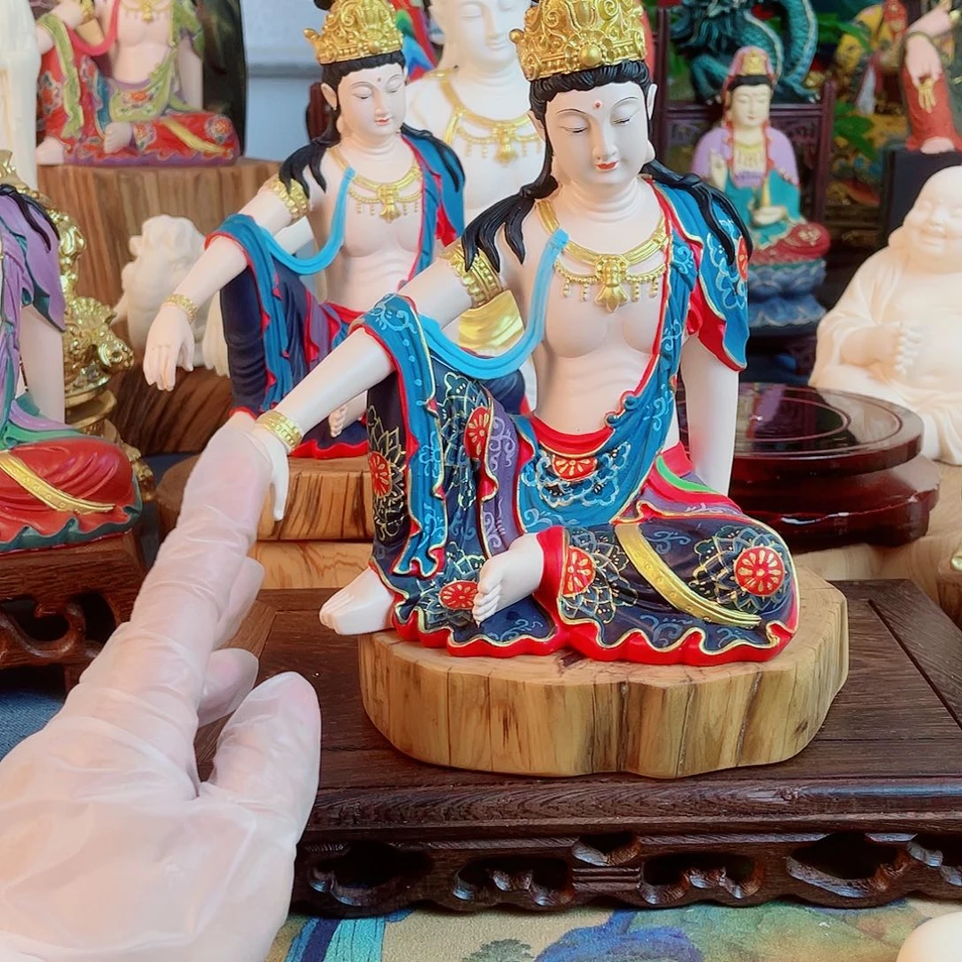 轻***风石材自在观音摆件