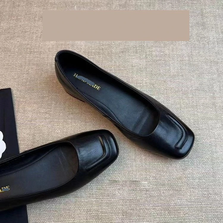 2025黑色新款法式通勤软底平底玛丽珍女鞋方头百搭一脚蹬浅口单鞋