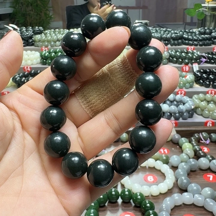 未镶嵌手链和田玉新疆黑青卡14