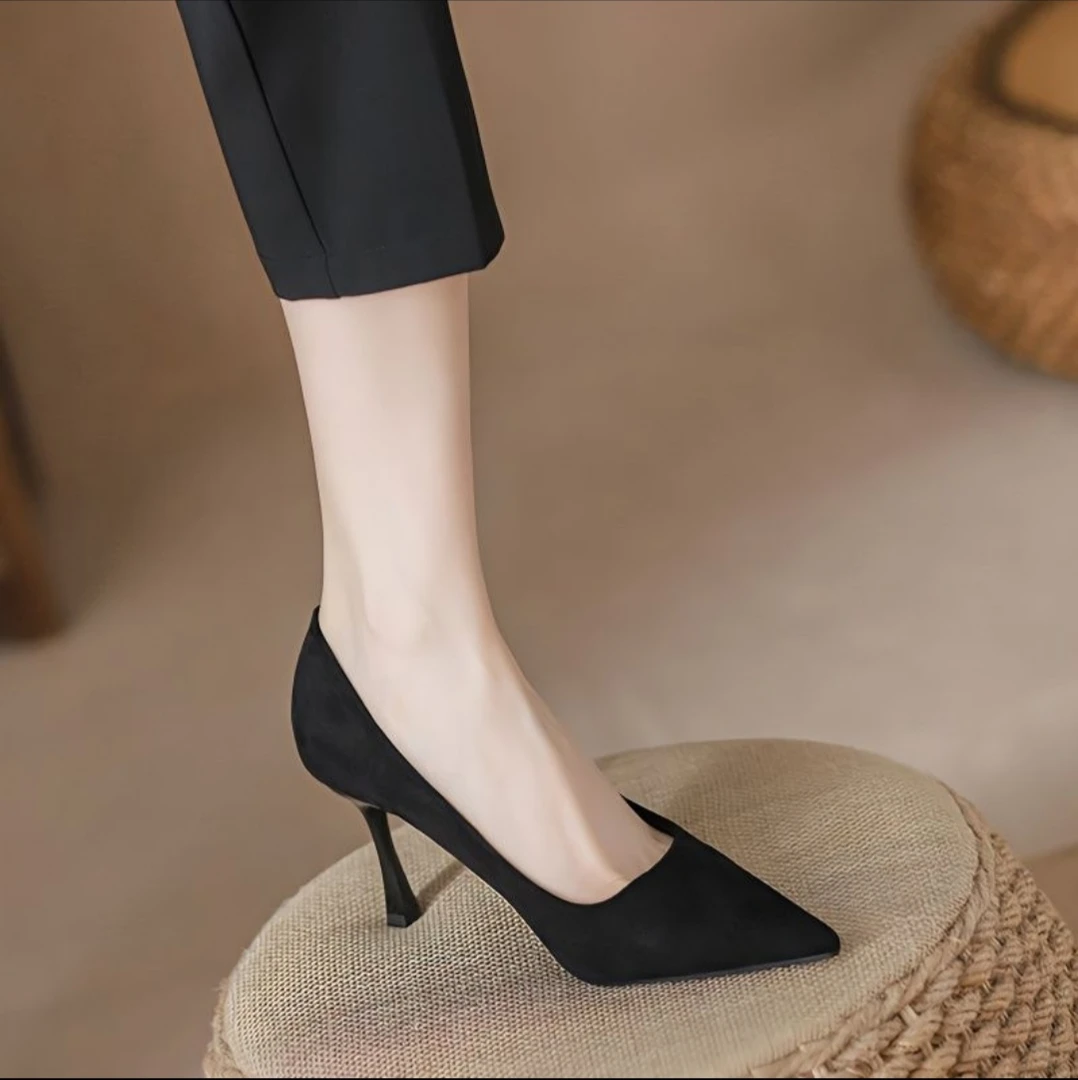 法式浅口高跟鞋女2025年春秋不累脚面试工作鞋尖头气质细跟百搭女