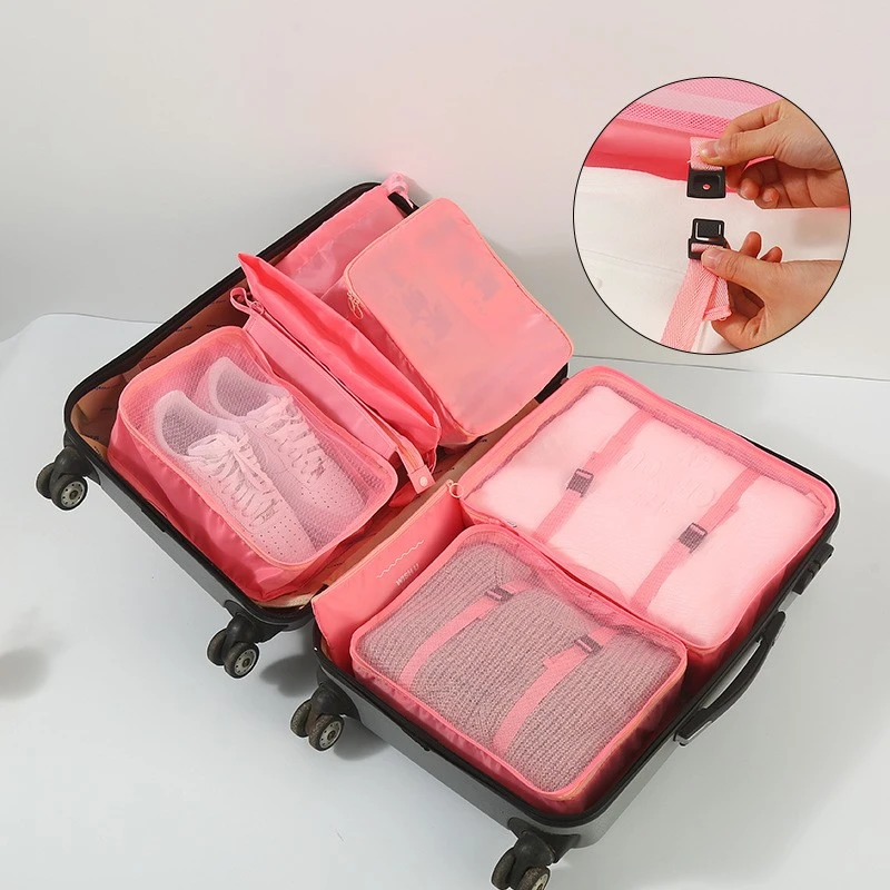 旅行7件套简约鞋子衣服整理内衣内裤分装收纳袋行李箱收纳袋神器