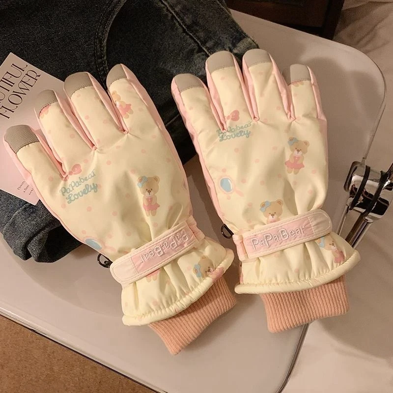 【轻便不勒手】韩版软妹可爱小熊滑雪手套女冬季保暖加绒防滑户外