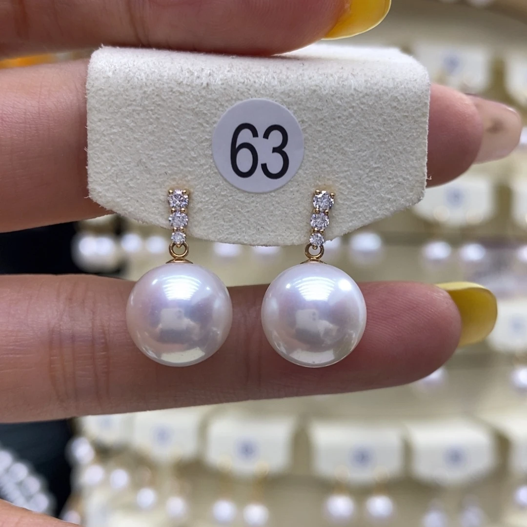 18K金镶嵌淡水珍珠耳饰