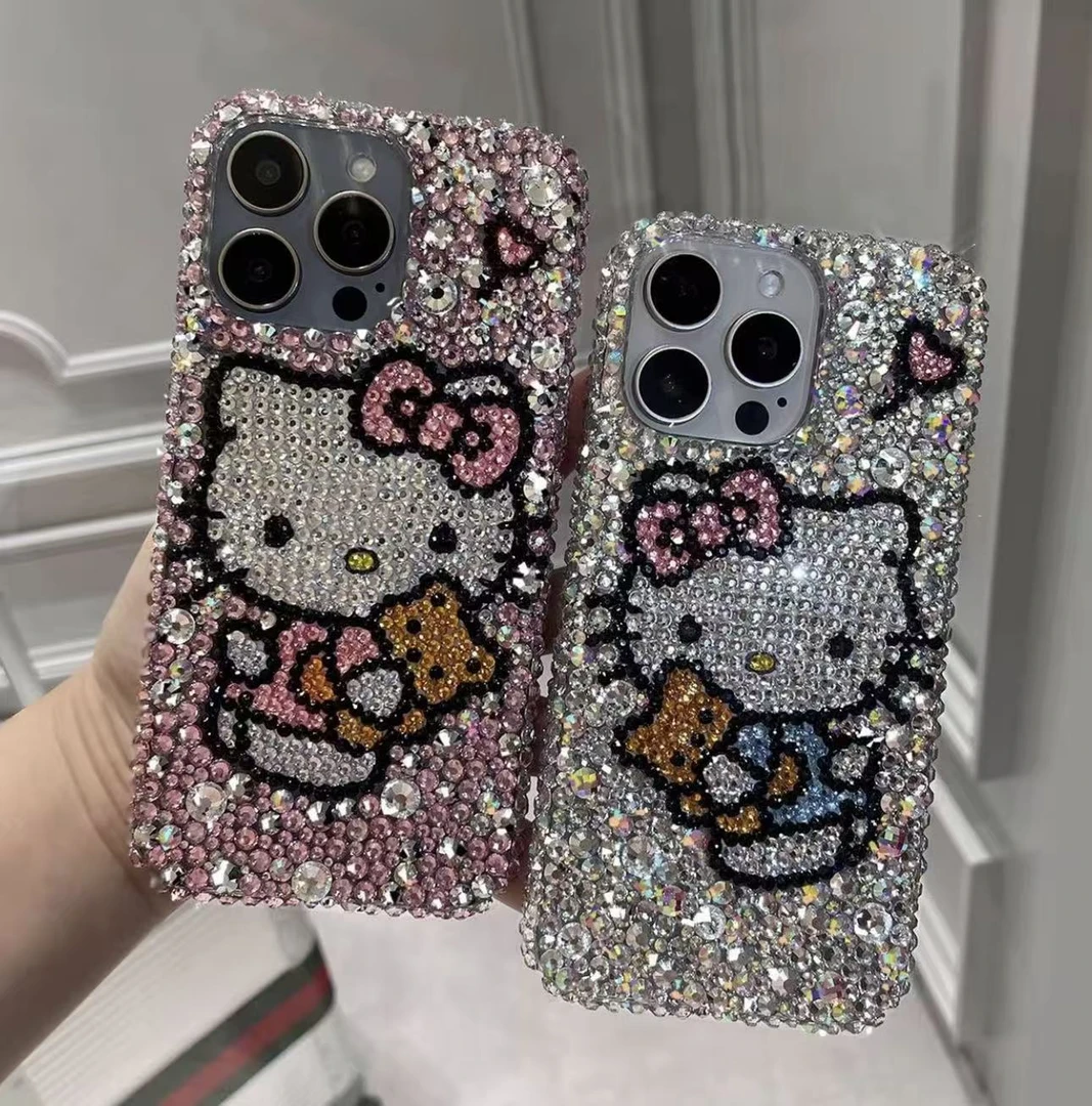 hellokitty满钻手机壳自己贴适用于苹果17pro水钻保护壳diy