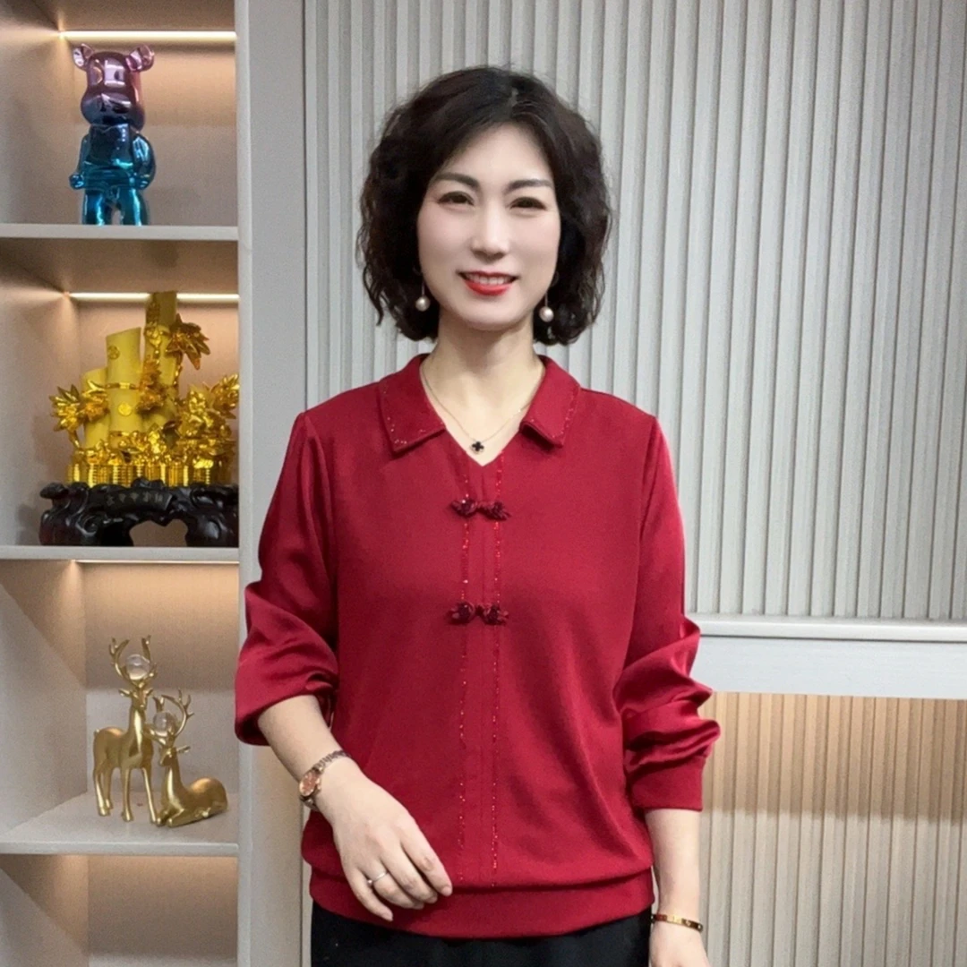 中老年女装妈妈装春装打底气质长袖洋气时尚大码春款宽松显瘦百搭