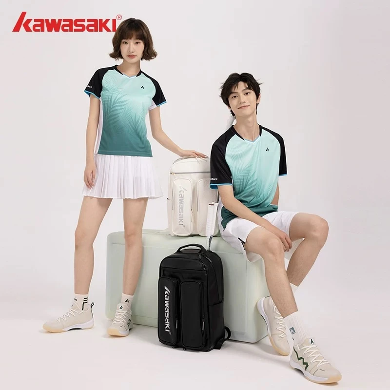 kawasaki/川崎羽毛球服短袖T恤男女同款吸汗透气宽松运动休闲速干