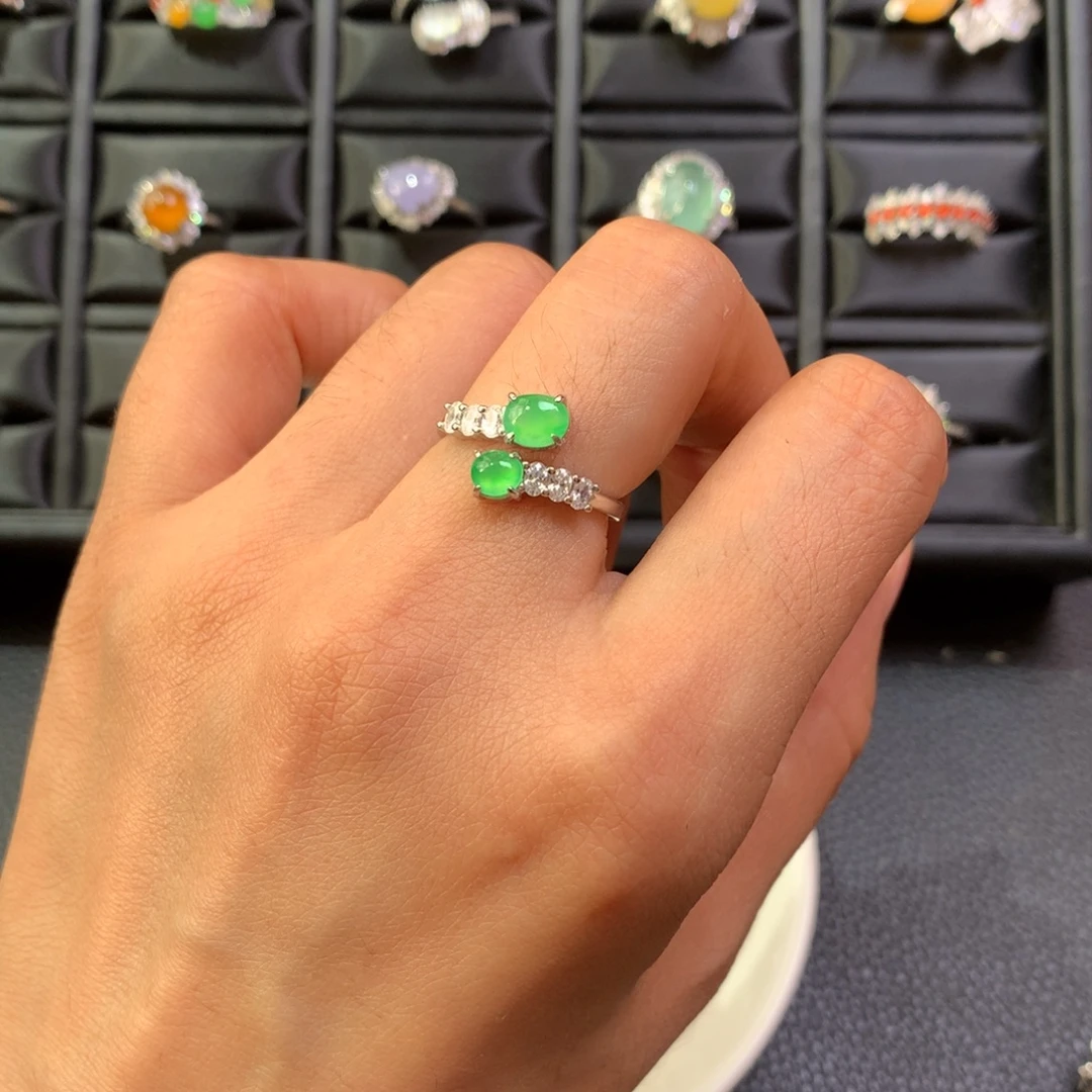 翡翠银S925镶嵌戒指