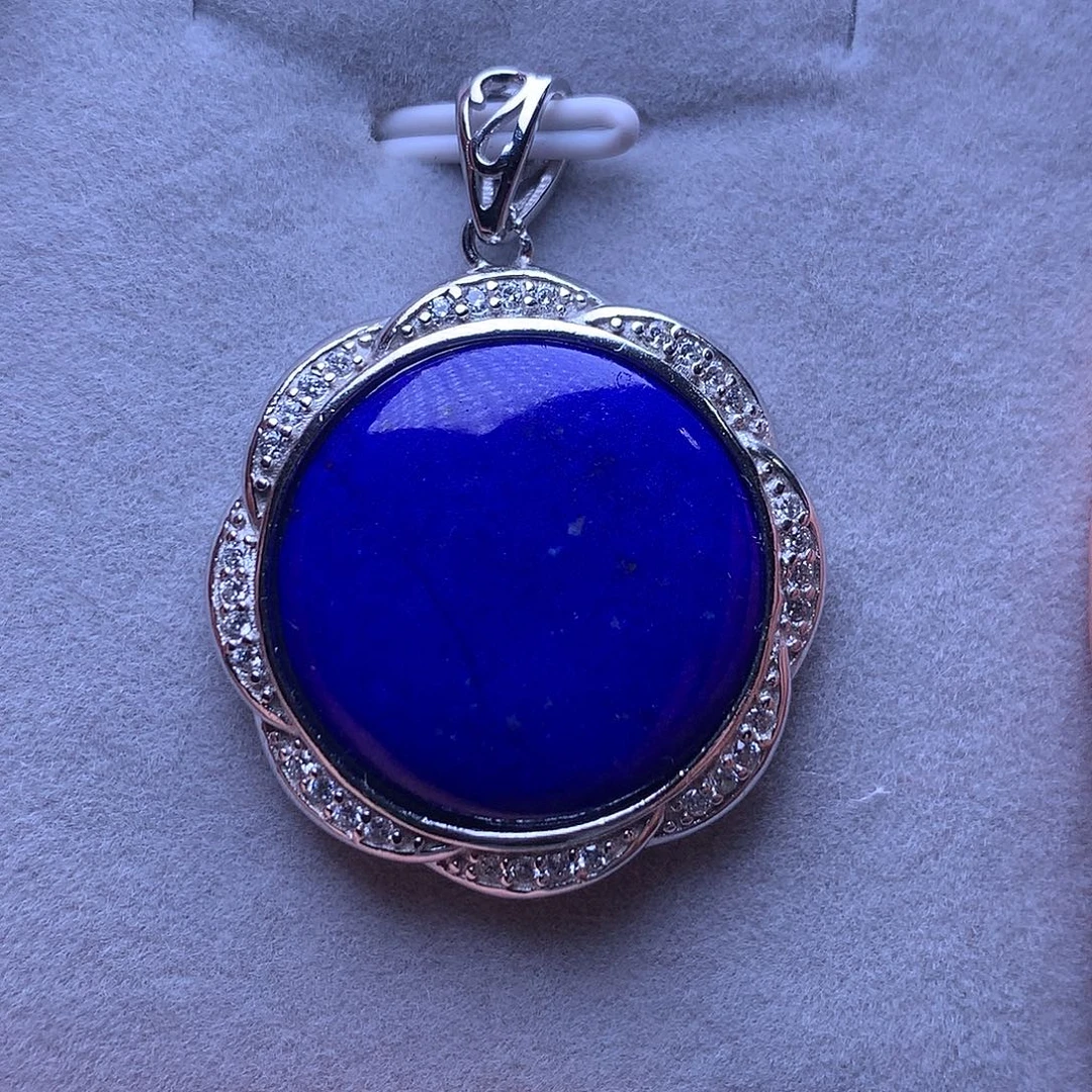 青金石银S925镶嵌吊坠25.8m