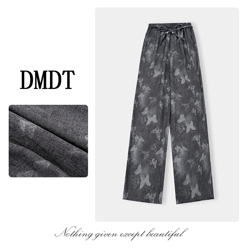 【DMDT潮牌】2025夏季新品 “蝶影迷踪”配腰带松紧腰百搭休闲裤B1993