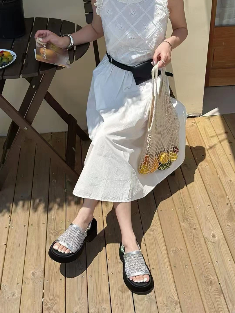 低帮高跟厚底休闲镂空露趾厚底时装凉鞋休闲风