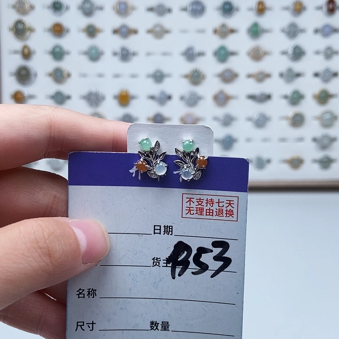 翡翠未镶嵌戒指耳钉