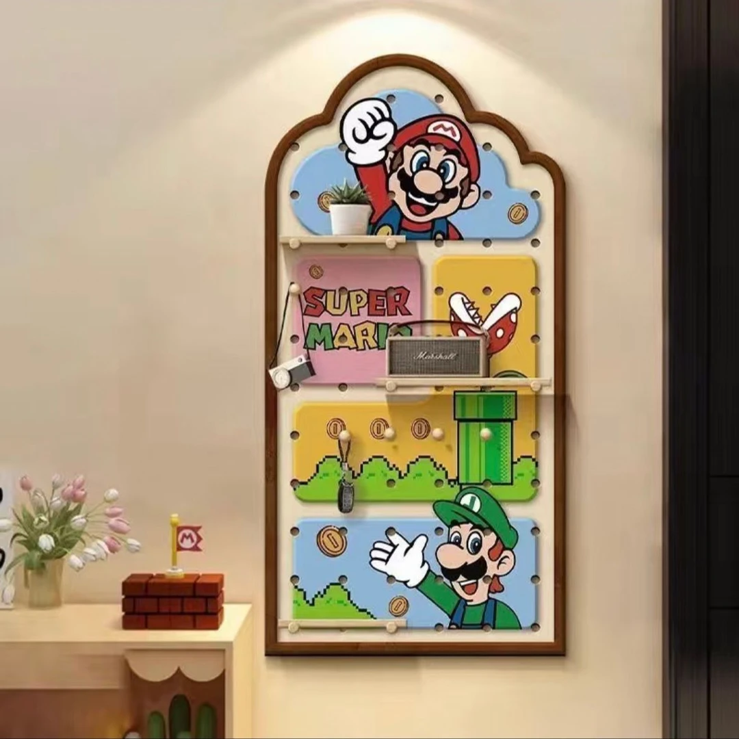 马里奥洞洞板置物架入户玄关装饰画衣帽间造型墙挂钩客厅挂画壁画