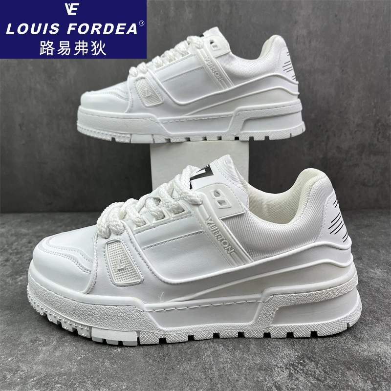Louis Fordea/路易弗狄男士高档小白鞋增高男鞋低帮休闲板鞋男款