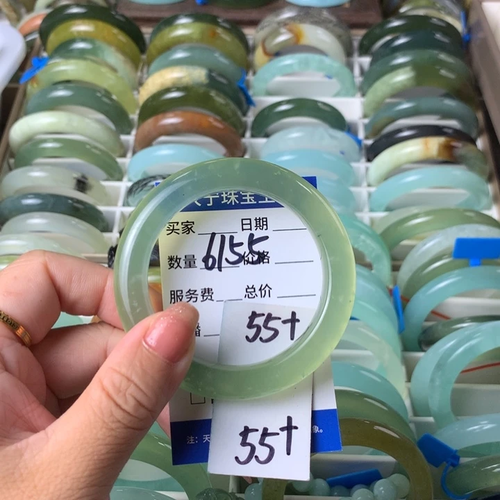 未镶嵌蛇纹石玉手镯6155