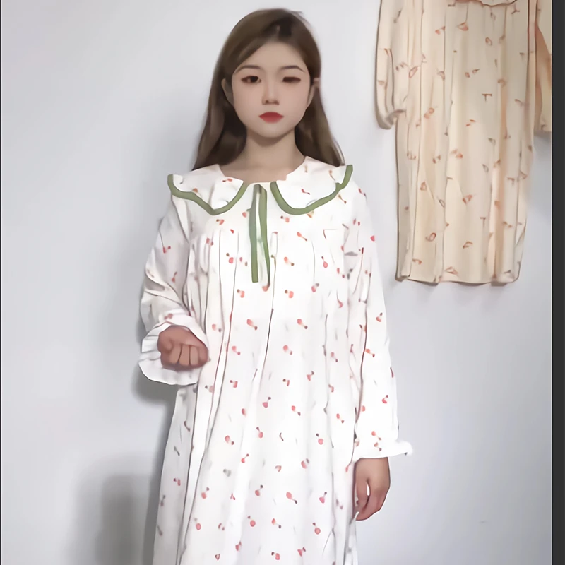 H6012新款春秋女士睡裙家居服
