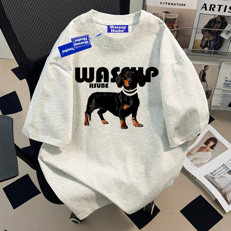 WASSUP HSUBE短袖T恤夏季青少年美式重磅白灰色百搭vintage上衣潮