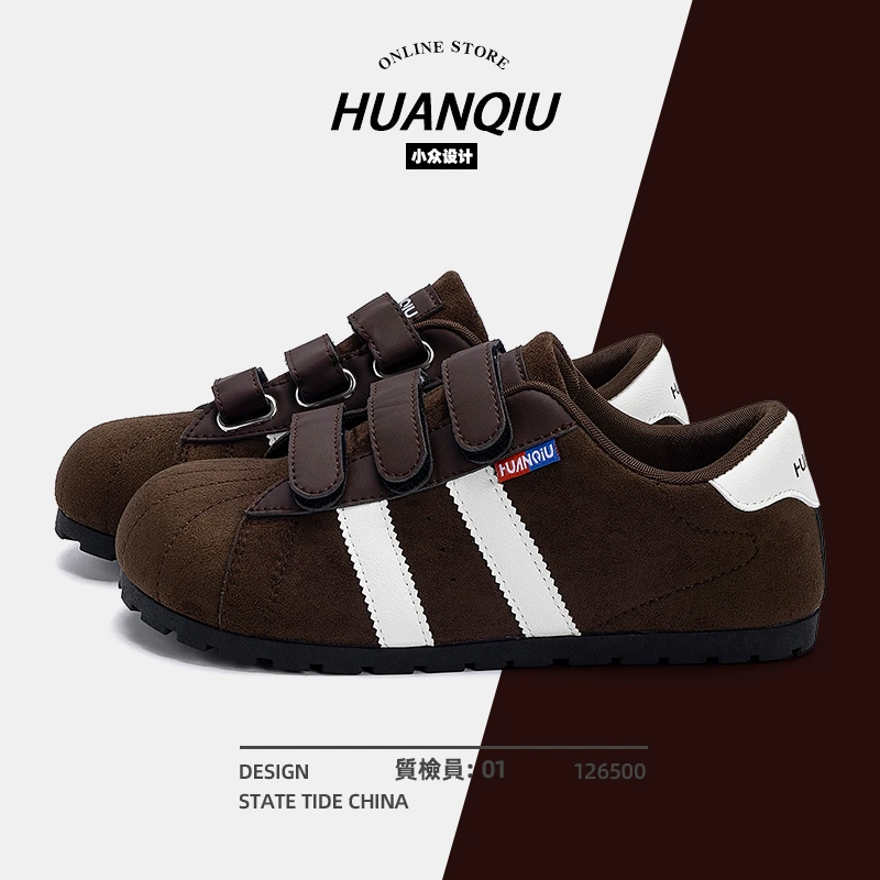 环球德训鞋子女2025新款秋季魔术贴板鞋潮流ins百搭学生党休闲鞋