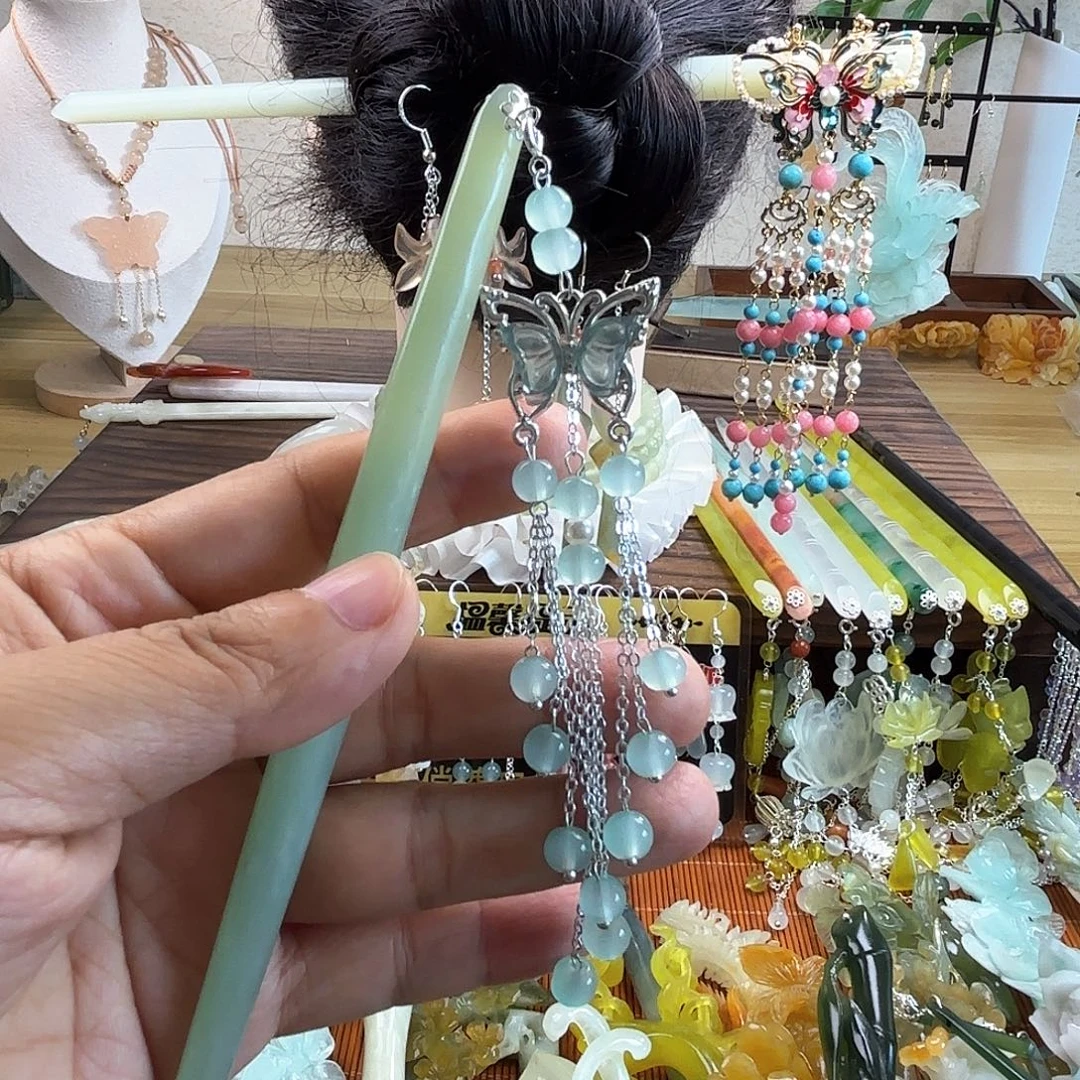 蛇纹石玉合金发饰