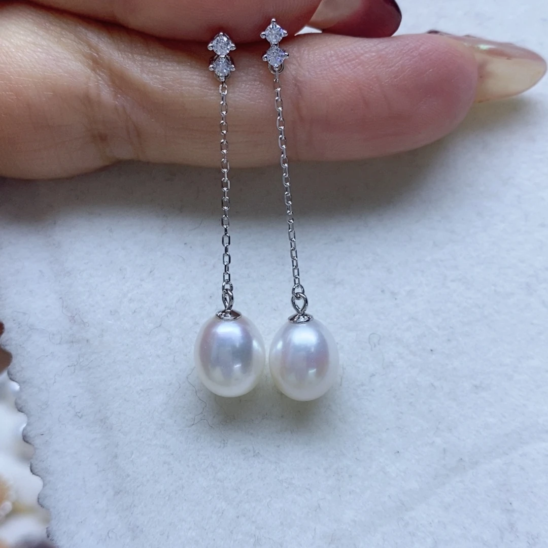 淡水珍珠耳饰银S925镶嵌