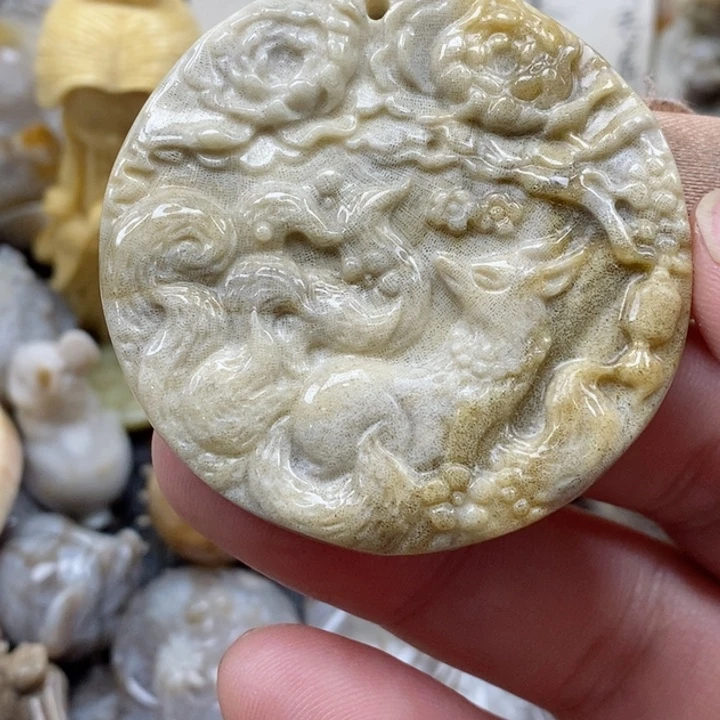 颈饰未镶嵌硅化珊瑚（珊瑚玉）