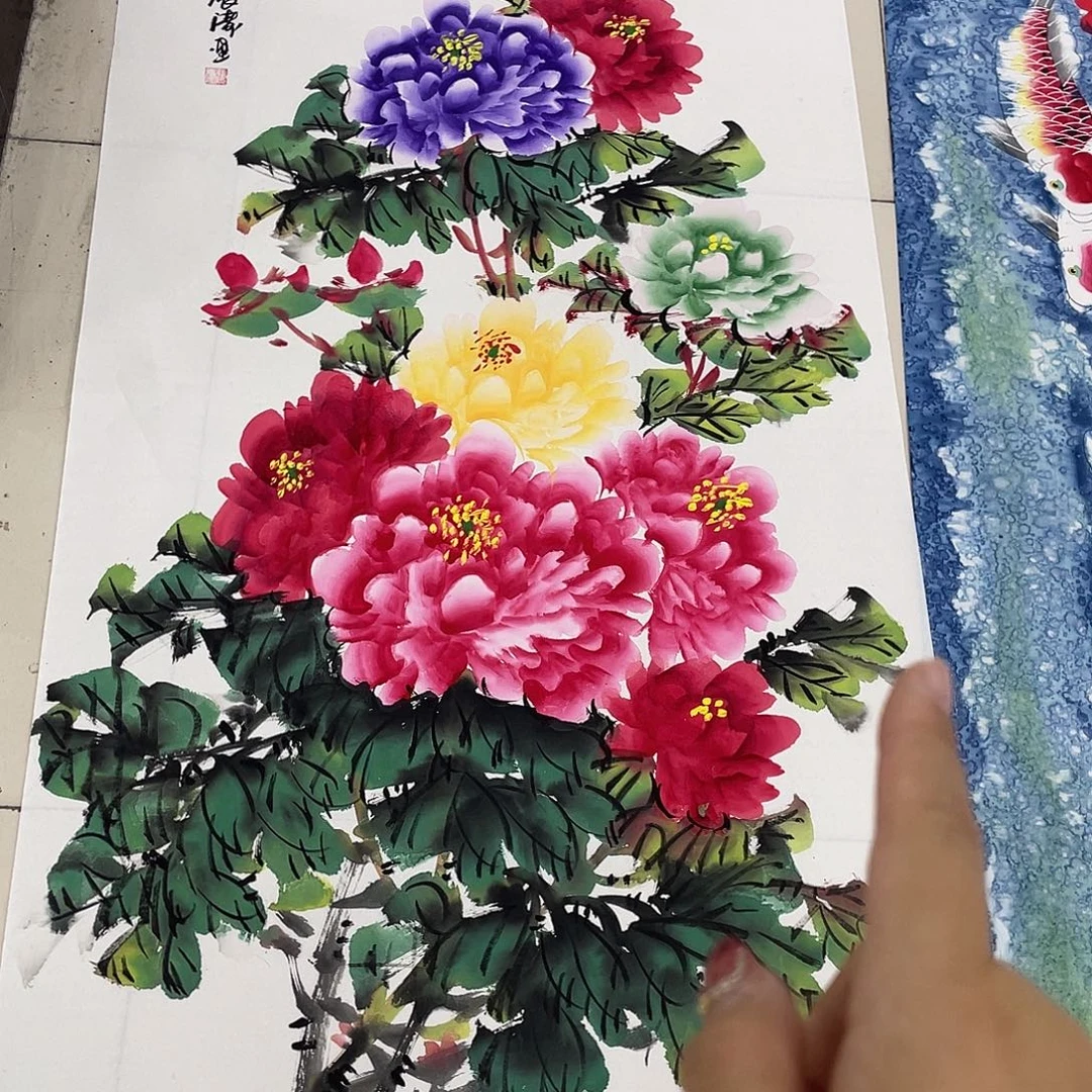 国画纯手绘的花鸟山水