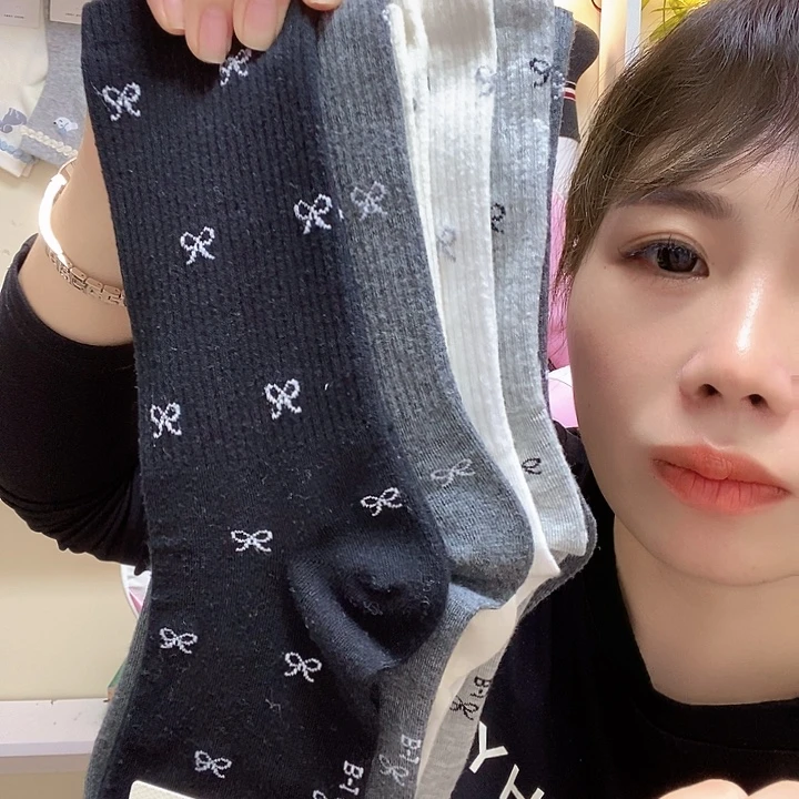 丝绸袜子蝴蝶结5双99999