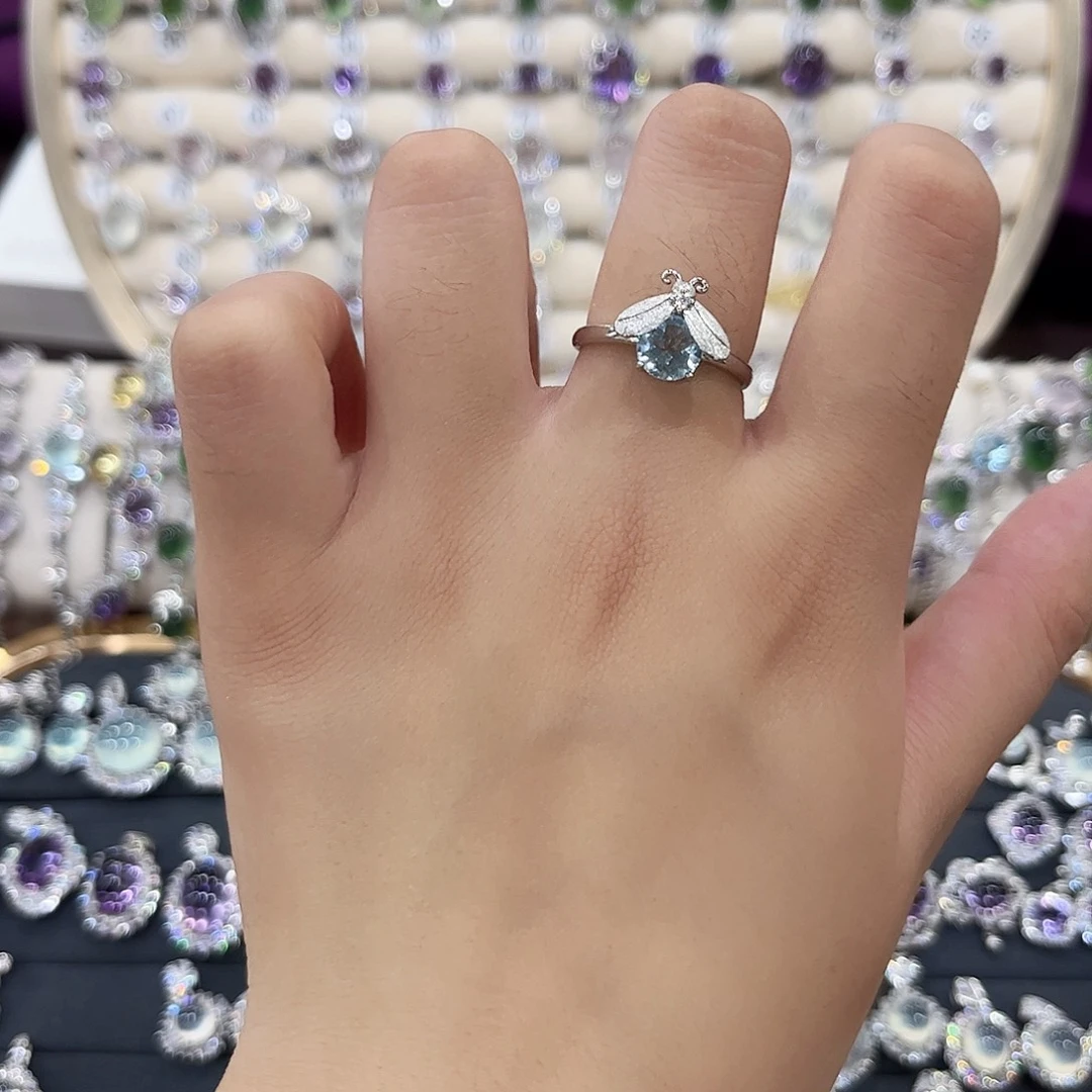 银S925镶嵌戒指托帕石