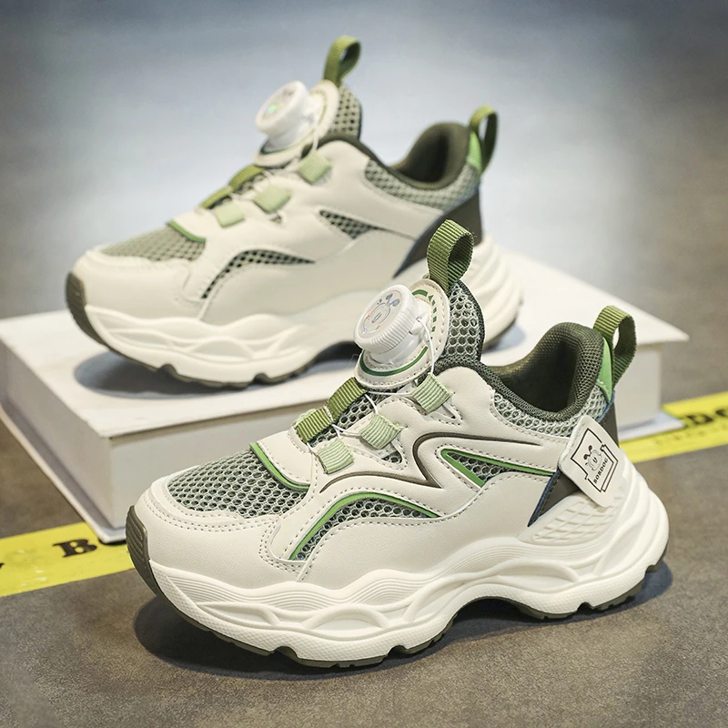 Bobdog/巴布豆春夏开学新款单网运动鞋跑步厚底减震软底男女童鞋