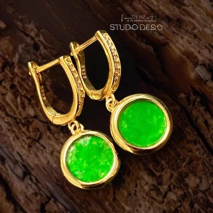 【宠粉福利】天然缅甸A货翡翠 s925银 耳饰10042多样性发一