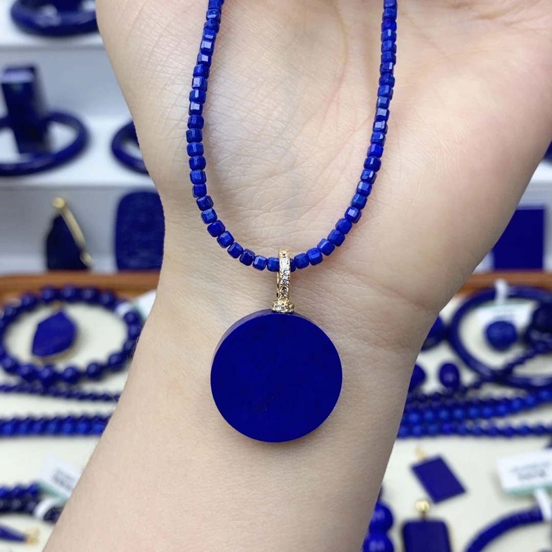 青金石银S925镀金镶嵌颈饰